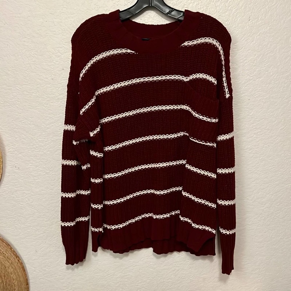AE Burgundy Striped Sweater